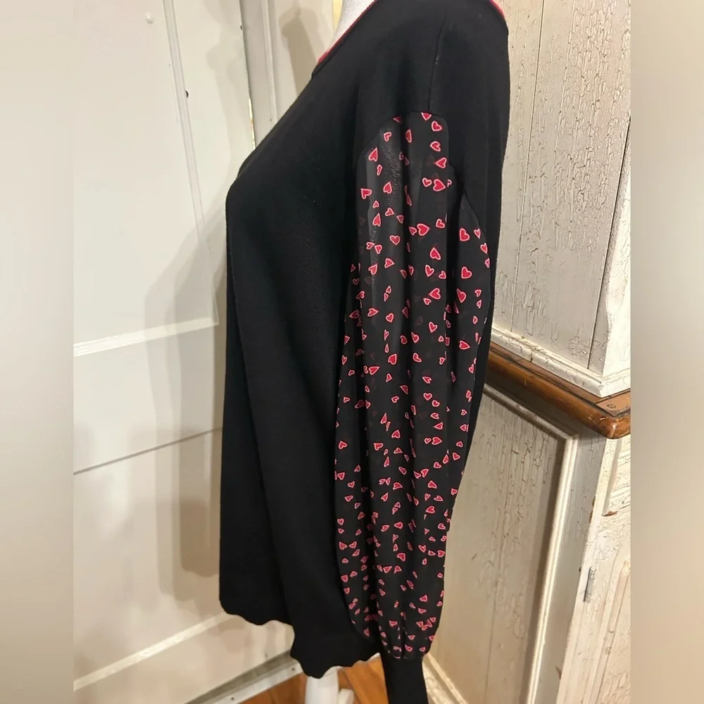 DKNY Black Knit Top with Sheer Sleeves. - Picture 4 of 14